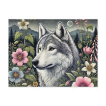 Woodland Wolf Postcard | Majestic Forest Wolf Art