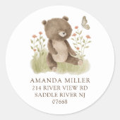 Woodland Wonder Bear Baby Dusche Adressetikett Runder Aufkleber (Vorderseite)