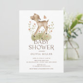 Woodland Wonder Deer Baby Dusche Einladung (Stehend Vorderseite)