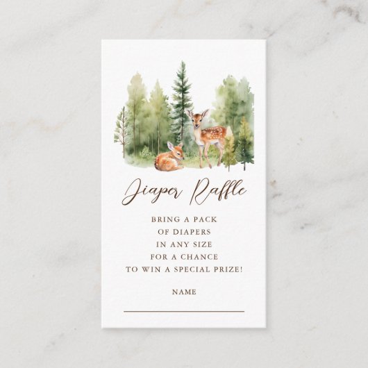 Woodland Wonder Deer Diaper Raffel Ticket Begleitkarte (Vorderseite)