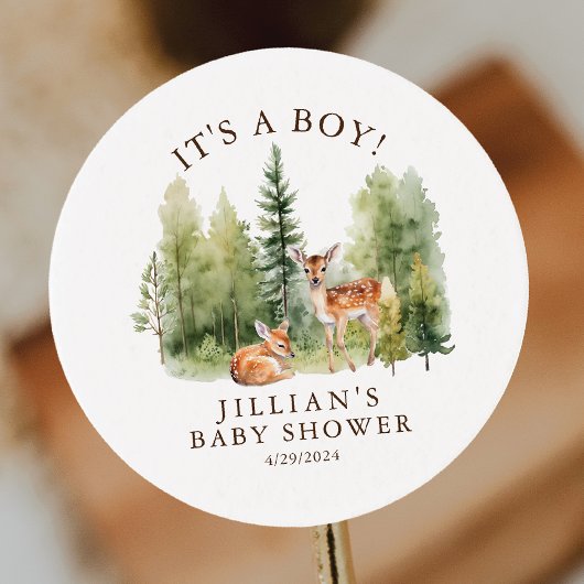 Woodland Wonder Deer Runder Aufkleber