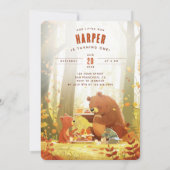 Woodland Wonder - Teddy Bear Picnic Erster Geburts Einladung (Rückseite)
