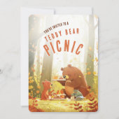 Woodland Wonder - Teddy Bear Picnic Erster Geburts Einladung (Vorderseite)