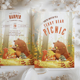 Woodland Wonder - Teddy Bear Picnic Erster Geburts Einladung