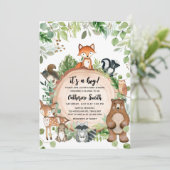 Woodland Wood Slice Baby Shower Einladung (Stehend Vorderseite)