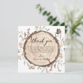 Woodland Wood Slice Wedding Danke Karten (Stehend Vorderseite)