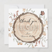 Woodland Wood Slice Wedding Danke Karten (Vorderseite)