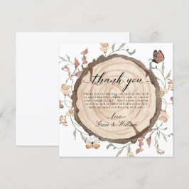 Woodland Wood Slice Wedding Danke Karten