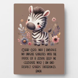 Woodland Zebra Kinder Christliches Gebet auf Brown Fotoplatte