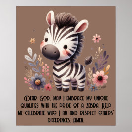 Woodland Zebra Kinder Christliches Gebet auf Brown Poster