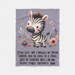 Woodland Zebra Kinder Christliches Gebet auf Lila Fleecedecke