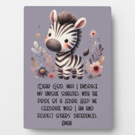 Woodland Zebra Kinder Christliches Gebet auf Lila Fotoplatte