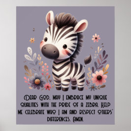Woodland Zebra Kinder Christliches Gebet auf Lila  Poster