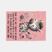 Woodland Zebra Kinder Christliches Gebet auf Rosa Fleecedecke (Vorderseite (Horizontal))
