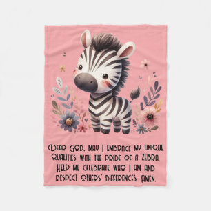 Woodland Zebra Kinder Christliches Gebet auf Rosa  Fleecedecke