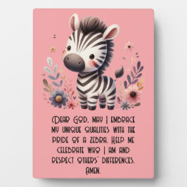 Woodland Zebra Kinder Christliches Gebet auf Rosa Fotoplatte