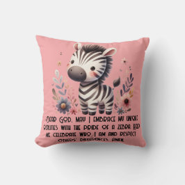 Woodland Zebra Kinder Christliches Gebet auf Rosa Kissen