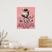 Woodland Zebra Kinder Christliches Gebet auf Rosa Poster (Küche)