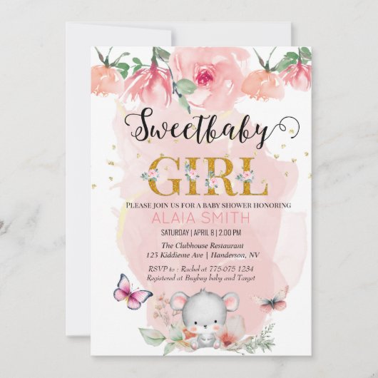 Woodlands Animal Theme Kindermäuse für Babydusche Einladung (Vorderseite)