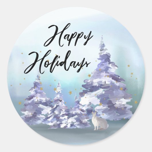 Woodlands Happy Holidays Umschlag Aufklebers Runder Aufkleber (Vorderseite)