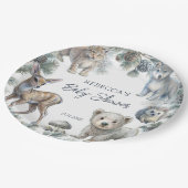 Woodlands niedliche Kleintiere Babydusche nach Maß Pappteller (Schrägansicht)