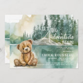 Woodlands Teddy Bear Baby Dusche Einladung (Vorne/Hinten)