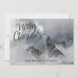 Woodlands Wolves Winter Frohe Weihnachtsferien C Feiertagskarte