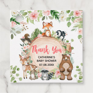 Woodlandtiere Blumenholz Slice Babydusche Geschenkanhänger