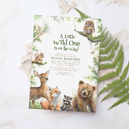 Woodlandtiere Niedlich Wild One Baby Shower Einladung