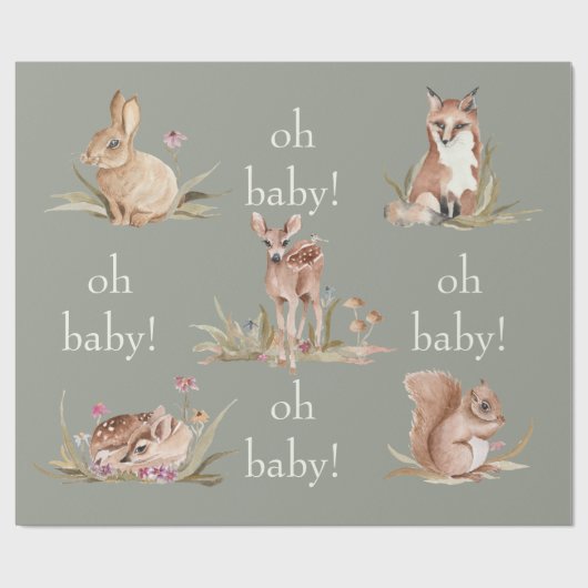 Woodlandtiere sägen Oh Baby Wrapping Paper Geschenkpapier (Flach)
