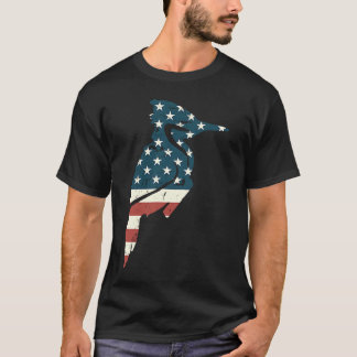 Woodpecker American Flag Vintag Bird Patriotic R T-Shirt