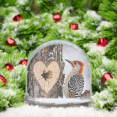 Woodpecker Beside Heart-Shaped Tree Hole Schneekugeln (Weihnachten)