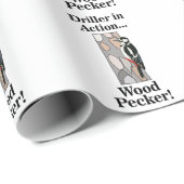 Woodpecker Bird Funny Birthday Geschenkpapier (Rolleneckpunkt)