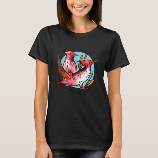 Woodpecker Bird Nature Rote Flecker Wo T-Shirt (Vorderseite)