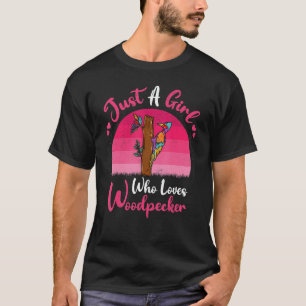 Woodpecker Bird Vintag nur ein Mädchen, das Holz L T-Shirt