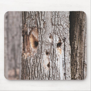 Woodpecker Hole Face Mousepad