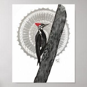 Woodpecker Mandala 8x10 Print Poster