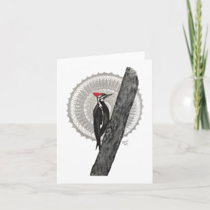 Woodpecker Mandala Folded Note Card Karte