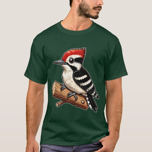 Woodpecker Niedlich Bird Illustration Natur Lover T-Shirt (Vorderseite)