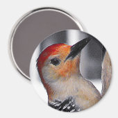 Woodpecker Portrait Magnet (Vorderseite/Rückseite)