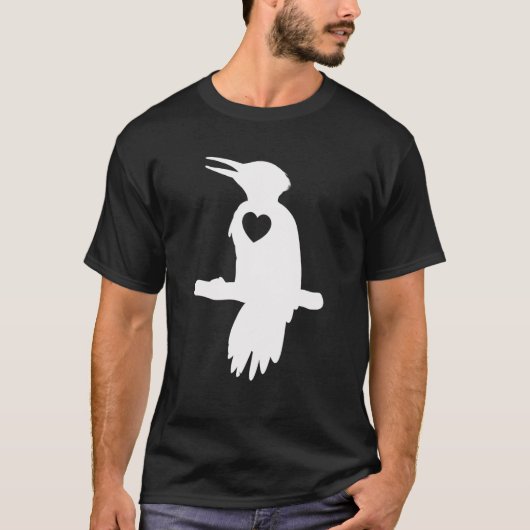 Woodpecker Silhouette Herz T-Shirt (Vorderseite)