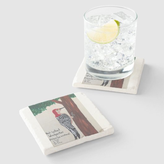 Woodpecker Stone Untersetzer (Seitenansicht)