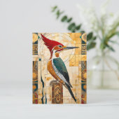 Woodpecker Totem – Art Deco Rhythm Postkarte (Stehend Vorderseite)