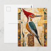 Woodpecker Totem – Art Deco Rhythm Postkarte (Vorne/Hinten)