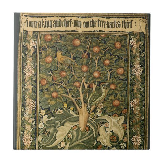 Woodpecker von William Morris, Vintage Textilkunst Fliese (Vorderseite)