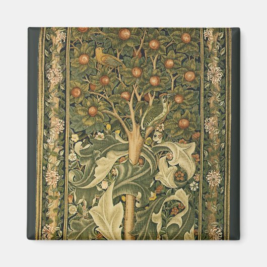 Woodpecker von William Morris, Vintage Textilkunst Magnet (Vorne)