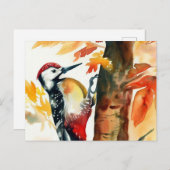 Woodpecker Wasserfarbe Postkarte (Vorne/Hinten)