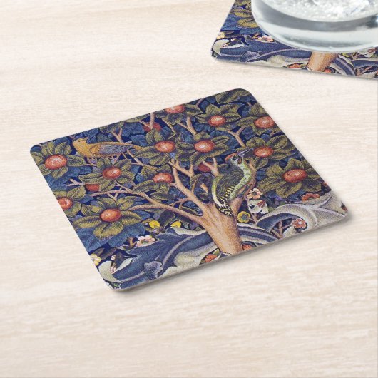 Woodpecker, William Morris Rechteckiger Pappuntersetzer (angewinkelt)