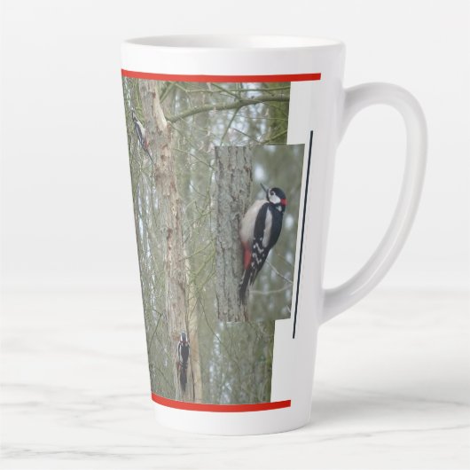 Woodpeckers Collage Latte Tasse (Rechts)