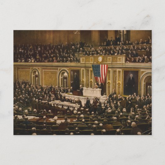 Woodrow Wilson frage den Kongress, den Krieg zu er Postkarte (Vorderseite)